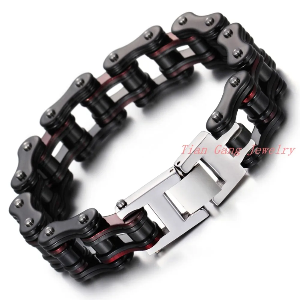 23CM Mens Sport Wristband Boys Multi Colors 316L Stainless Steel Biker Motorcycle Bracelet Best