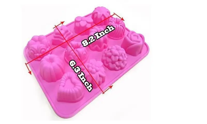 1Piece Small DIY Kitchen Silicon 12 Flowers Form For Muffin Silikon Bakeware Rubber Baking Mould Chocolate Egg Tart Mold 20*16cm
