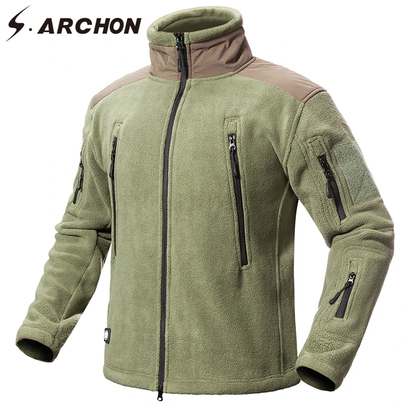 S.ARCHON Winter Warm Thicken Military Fleece Jacket Men Casual Multi