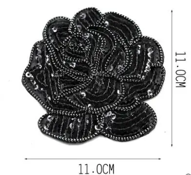 AHYONNIEX 5 шт./лот расшитые блестками бусины бренд роза ткань патчи гладить на аппликация на сумку наклейки на одежду - Цвет: Black Color 5pcs