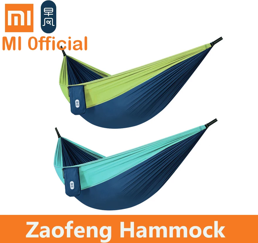 

xiaomi Hammock zaofeng 300kg Bearing Outdoor Parachute Camping Hanging Sleeping Bed Swing Portable Hamac blue Green Travel Strip