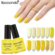 Ibcccndc 12Pcs Amarelo Séries Unha Polonês Gel Soak Off UV LED Polonês Gel Laca Verniz para Nail Art Set projeto Manicure Shilak(China)