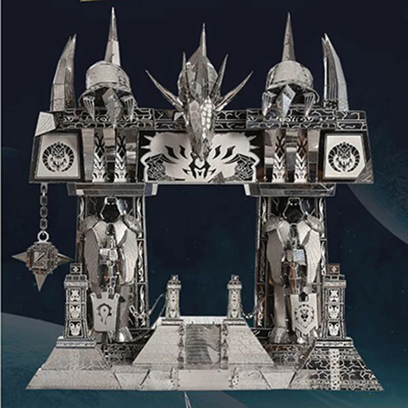 3D Metal Puzzle Laser Cutting Silver Dark Door Building Stainless Steel