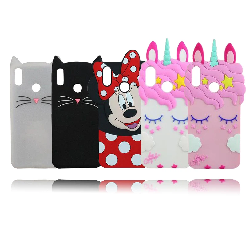 

6.26" Unicorn Case For Huawei Y7 2019 Cover Silicone Cat Minnie Cover For Huawei Y7 Prime 2019 Soft Cell Phone Funda
