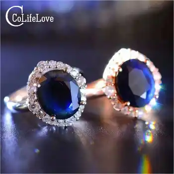 Elegant sapphire ring 10*12mm natural black sapphire from Chinese sapphire mine solid 925 silvr sapphire woman wedding ring