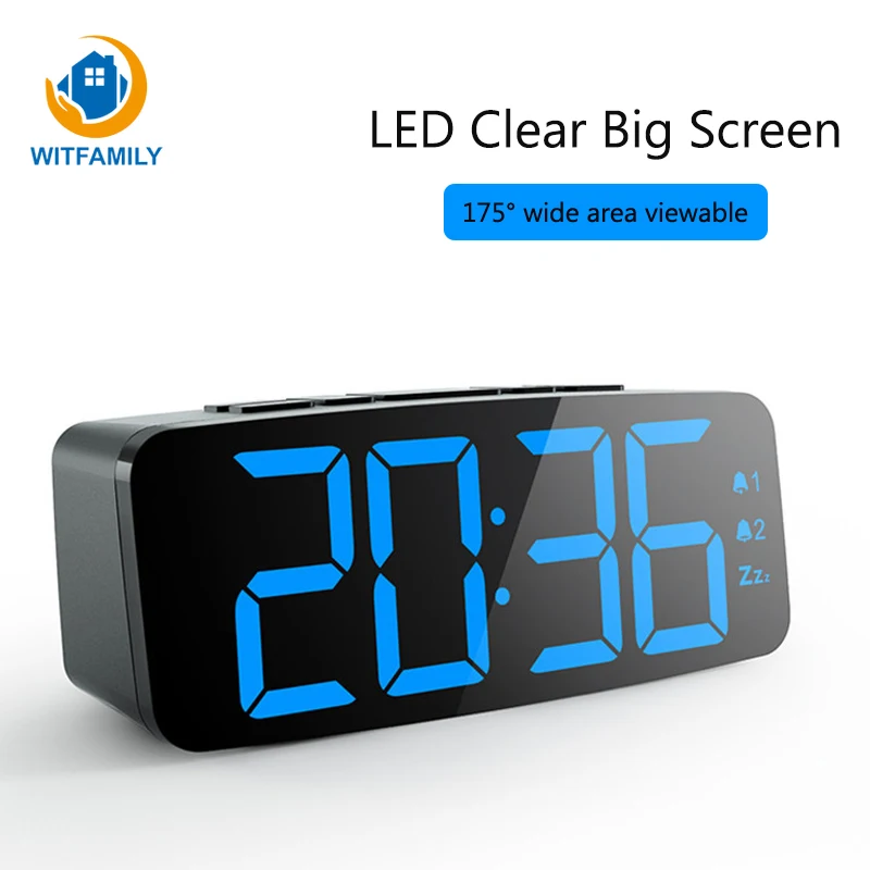 

LED Alarm Clock Digital Backlight Desktop with snooze function Silent Electronic bedroom dcorate USB charge large number display