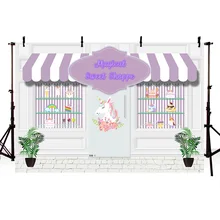 7x5FT Photo Background Magical Sweet Shoppe Backdrop Baby Shower Photography Backdrops Prince Charming Ice Cream Rainbow rainbow sky gold stars unicorn baby shower custom photo backdrops pink photography studio background 7x5ft