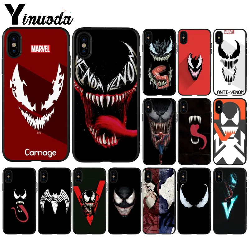

Yinuoda Venom Marvel Villain TPU Soft Silicone Black Phone Case for Apple iPhone 8 7 6 6S Plus X XS MAX 5 5S SE XR Cover