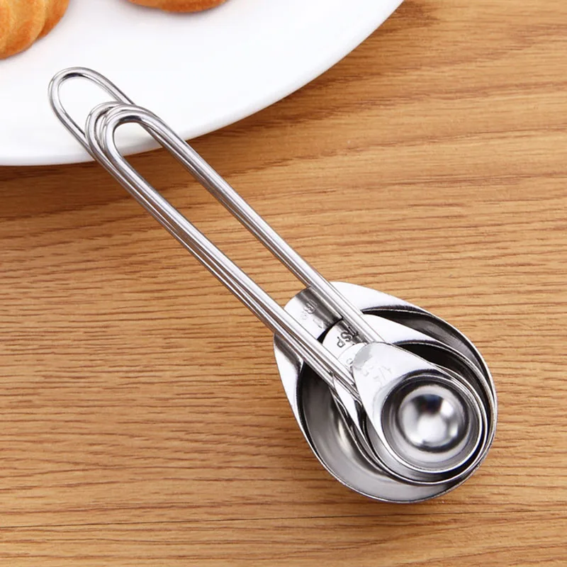 Stainless Steel Measuring Cup Kitchen Scale Measuring Spoons Scoop For Baking Cooking Teaspoons Sugar Coffee Tools Set