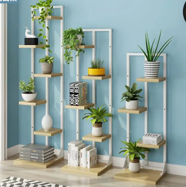 Flower frame wrought iron multi-layer interior decoration floor space fleshy flower pot rack flower shelf living room green bar