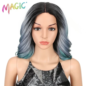 

Magic Synthetic Hair Wigs For Black Women 14Inch Wavy Short Lace Wigs african american Synthetic Wig 3Color Free Shipping