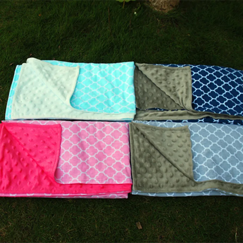 Wholesale Blanks Navy Quatrefoil Minky Baby Blanket , Handmade