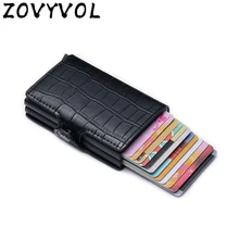 Zovyvol liga de alumínio anti rfid bloqueio titular do cartão de banco id caso de cartão de crédito proteção rfid metal titular do cartão de crédito
