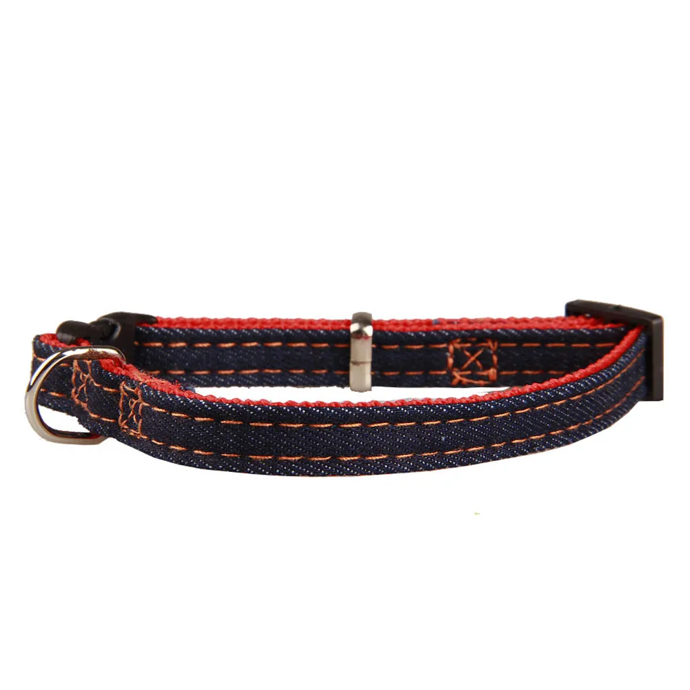 3Pcs/Set Denim Adjustable Dog Collar Solid Color High Quality Biting Rope Pet Anti-lost Logo Collier De Compagnie