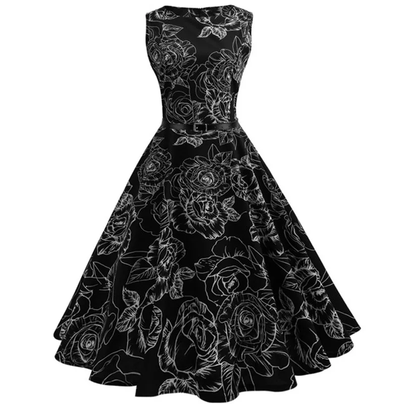 Летние женские платья, повседневные, цветочные, Ретро стиль, 50s 60s Robe Rockabilly Swing Pinup Vestidos, вечерние платья на День святого Валентина