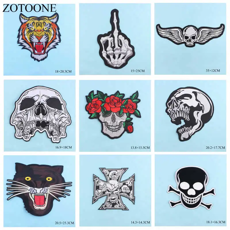 Новинка 2018 нашивка ZOTOONE с большим черепом и тигром для одежды наклейка ткань