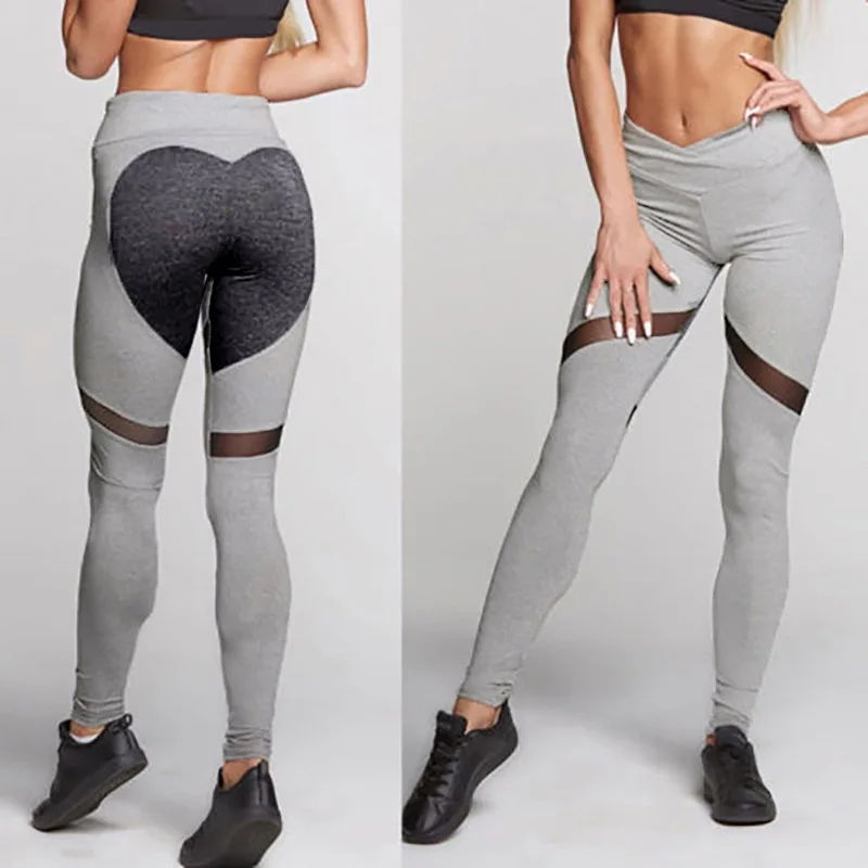 Heart Yoga Pants Women Fitness Sexy Hips Push Up Leggings Mesh Sport Running Tight Pants Women Fitness Slim Gym Leggings