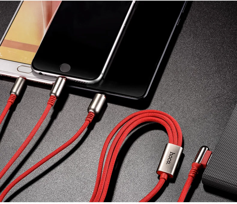 HOCO USB кабель для iPhone X XS XR 8 7 зарядное устройство 3 в 1 Micro USB кабель для Android usb type c type-c кабели для мобильных телефонов