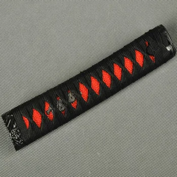 

Nice Handle Tsuka for Japanese Samurai Sword Wakizashi Fitting Black Silk Ito & Imitated Red Rayskin & Alloy Fuchi Kashira ZJ3