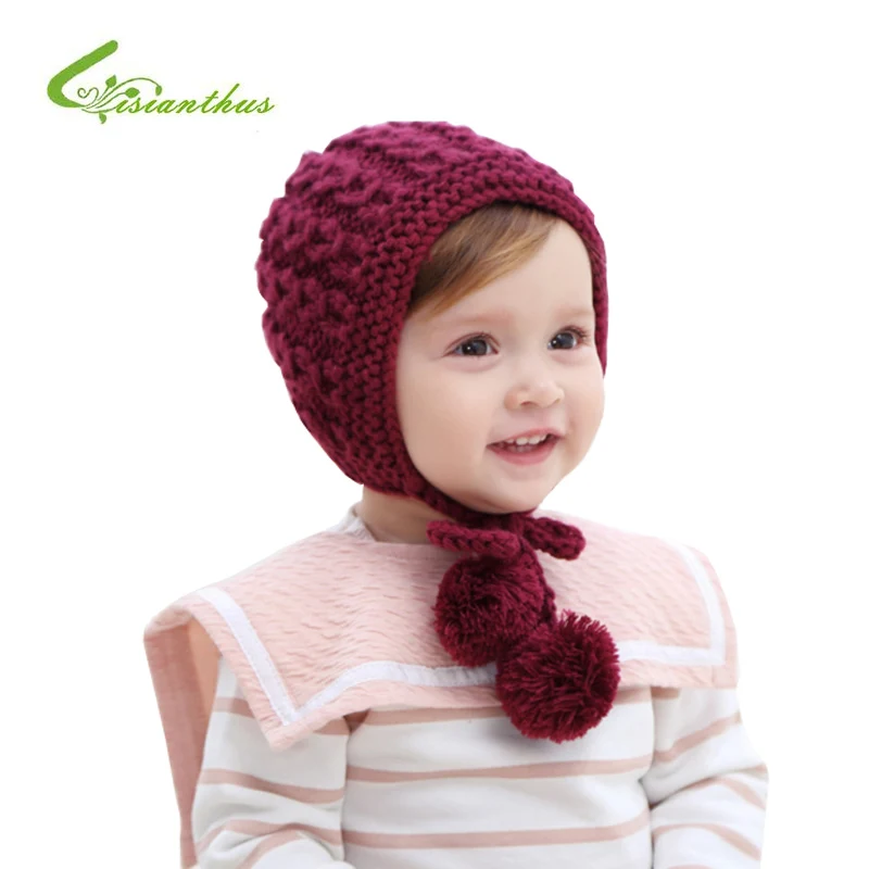 Lovely Baby Girls Hat Autumn Winter Handmade Knitting Crochet Hats Newborn Baby Soft