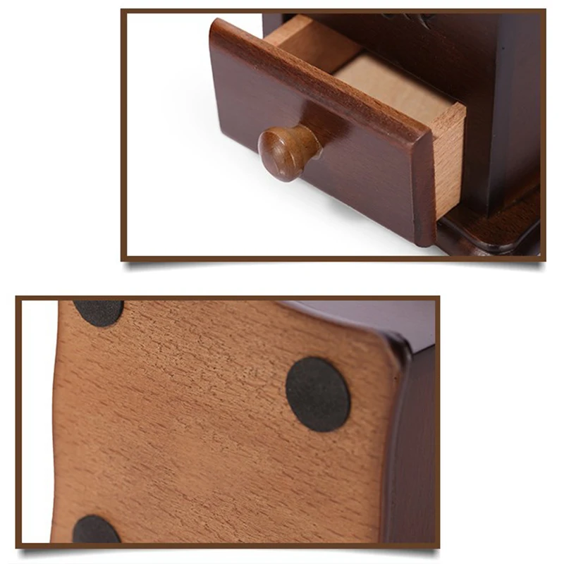 Vintage Elm Hand Grinders Solid Wood Manual Coffee Grinders Ceramic Core Mills Grinding Coffee Beans Mini Burr Mill7
