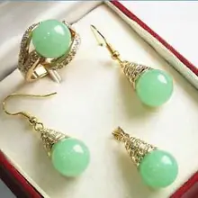 Настоящее Новое ювелирное изделие натуральная Новая мода с зелёными камнями кулон серьги кольцо кварцевые тонкие позолоченные Свадебные широкие часы крылья королева