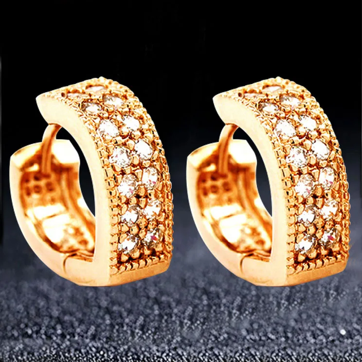 Корейский кристалл золотой цвет свадебные серьги Модные ювелирные изделия трендовые Сердце CZ серьги-кольца с цирконом для женщин Pendientes brincos - Окраска металла: Gold Plated