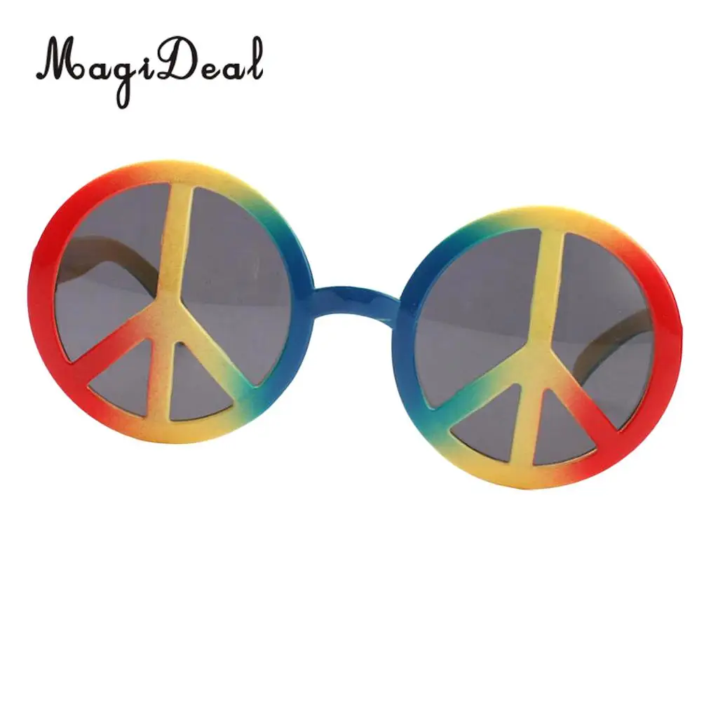 Fashion Rainbow World Peace Sign Sunglasses Costume Eye Glasses Adults Kids Party Photobooth Costume Eyewear