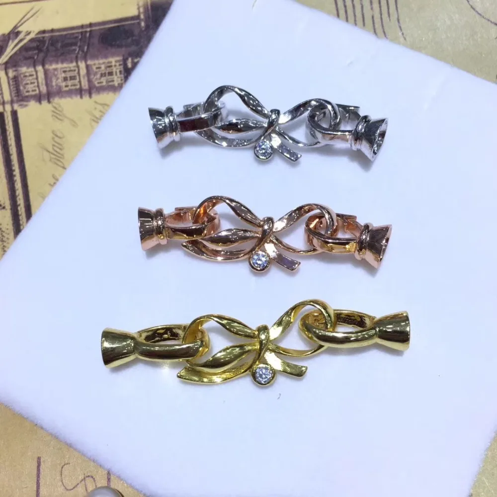 

Charm Bowknot Necklace Bracelet Clasps and Hooks Natural Pearl Jewelry Findings Women DIY Components Accessory