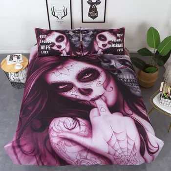 

Dropshipping skull Kiss Bedding Set 3D Bedding Set Skull Angel Duvet Cover Pillowcase Beauty Kiss Skull Bed Linen Set Best wife