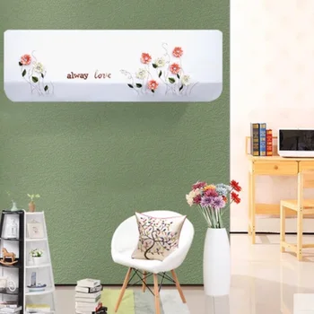 

Indoor Air Conditioner Cover Wall Mounted Decorative Hood Embroidered Pastoral 80x20 / 86x20 / 92x18cm Flowers