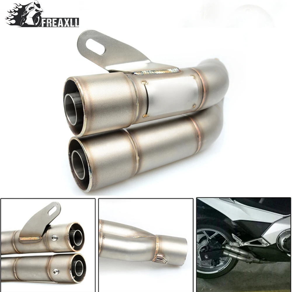

36-51MM Universal Motorcycle Double Exhaust Muffler Pipe escape moto For Kawasaki Z 300 ABS 750 R 800 Ninja 300 ABS ER-6F 6N