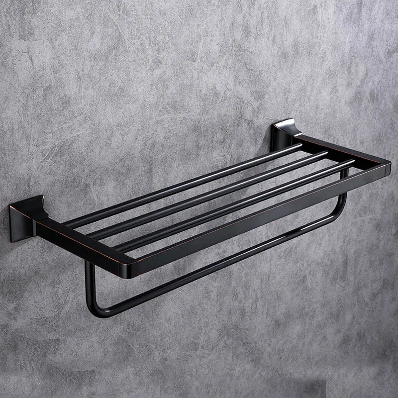 Towel rack-L AOBITE, высокое качество, аксессуары для ванной комнаты, латунный набор, Черный Матовый держатель для бумаги, полотенцесушитель, держатель для зубной щетки, держатель для полотенец 8800 - Цвет: Towel rack-L