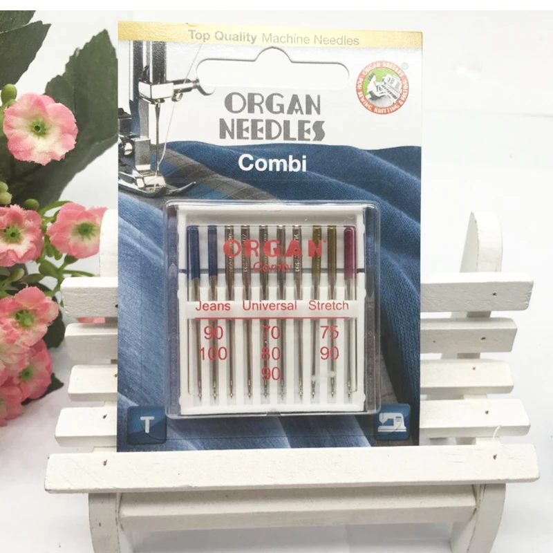 

10 PCS Needles = 1 Pack ORGAN DOMESTIC SEWING MACHINE NEEDLES 130/705H JEANS UNIVERSAL & STRETCH COMBI PACK