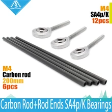 1 satz SA4P/K ID: 4mm und Stange OD: 6mm 200mm Arm Carbon Diagnonal schubstange full Kit für Rostock Delta Kossel mini k800 3d drucker