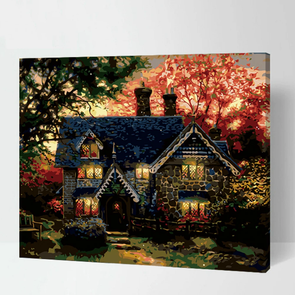 DIY Home Beauty Painting European Style Oil Paint By Numbers Garden