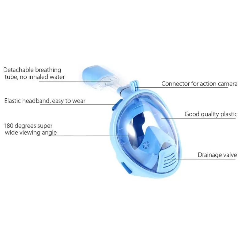 Полная Маска для подводного плавания лица анти туман сухой легкий дыхание складные маски для дайвинга с креплением для камеры для детей