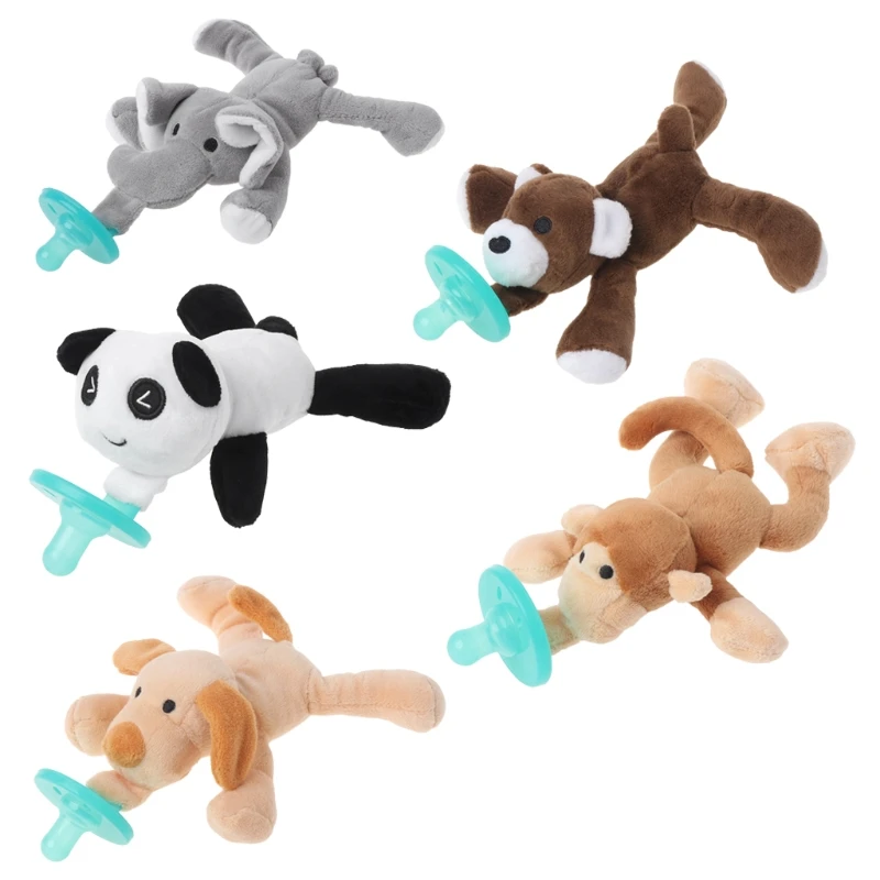 

Animal Baby Nipple Infant Wubbanub Silicone Pacifiers with Cuddly Plush 1Pc Animal BPA Free Soft Nipple Newborn Supply