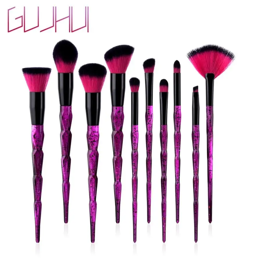 GUJHUI 10PCS Foundation Eyeshadow Makeup brushes set Double sided wood