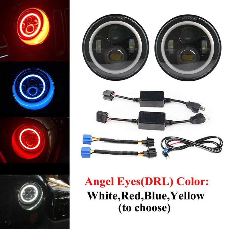 2 шт. 7 дюймов круглые светодиодные фары с янтарем белый красный синий дневные