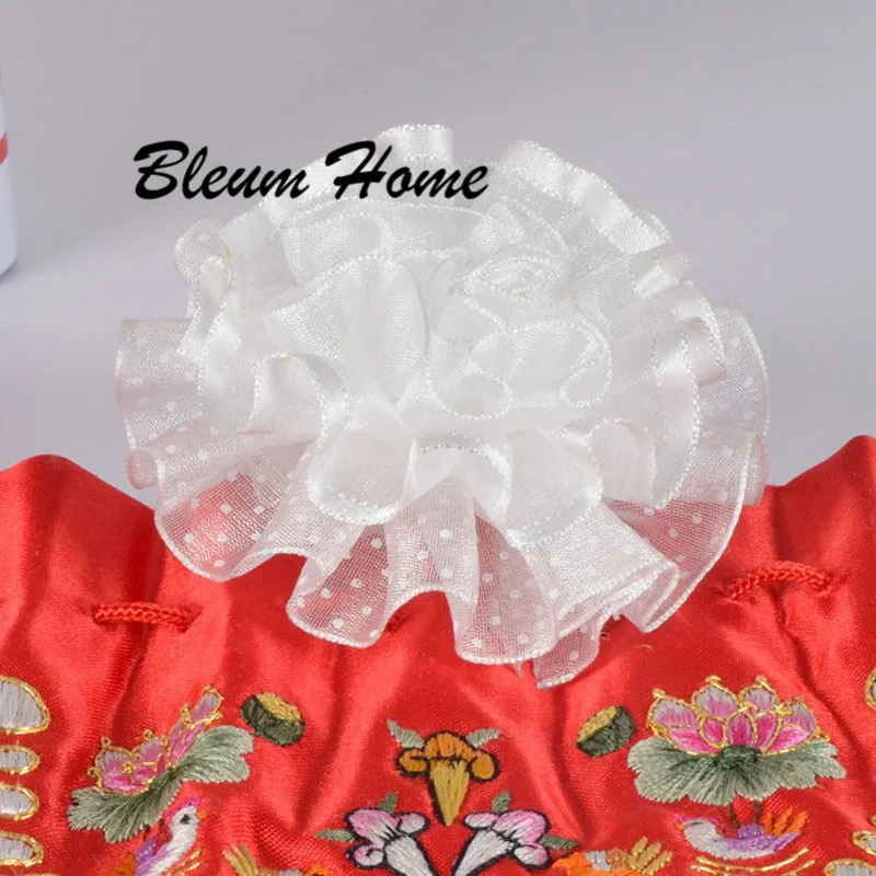 

2pcs new women kids headdress head white flower bow bows hair ring rope tulle chiffon flower scrunchy rubber band headband