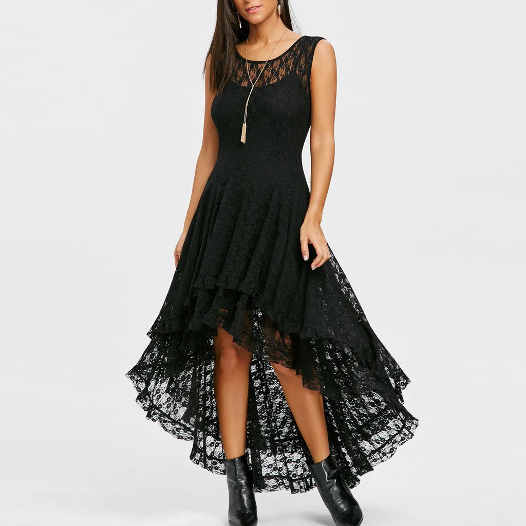 

Fashion Solid White Mini Lace Dress Women O-Neck Solid Party Sleeveless Lace Camise Hollow Out Suit Dress Party Dress vestido