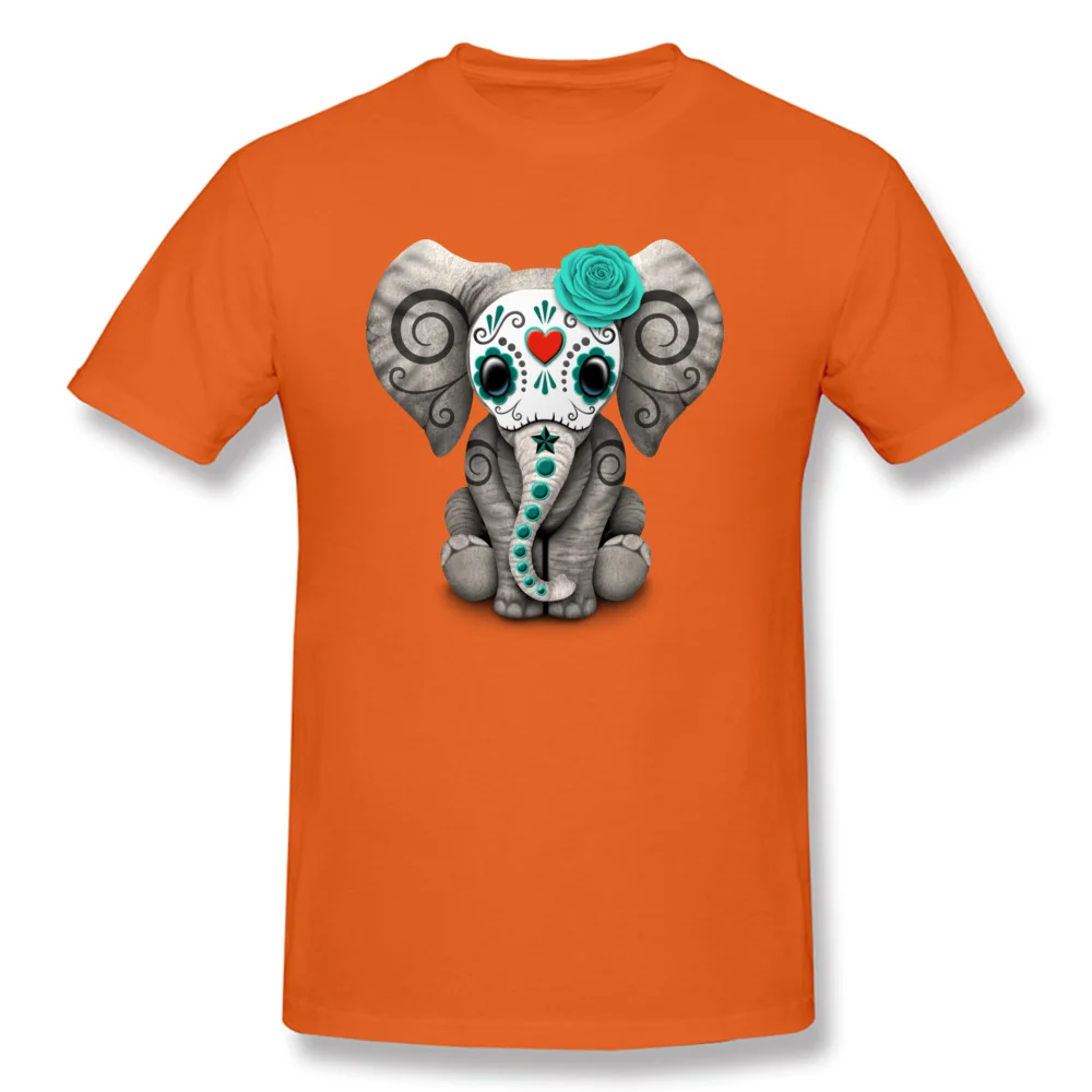 Comics Tshirts Family Short Sleeve Printing Cotton Round Neck Men Tops Tees Casual Tee Shirts ostern Day Wholesale Blue Day of the Dead Sugar Skull Baby Elephant orange