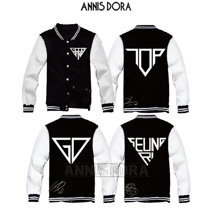 

BigBang ALIVE GDragon TaeYang DaeSung TOP Name Logo Printed Signature Baseball Jacket