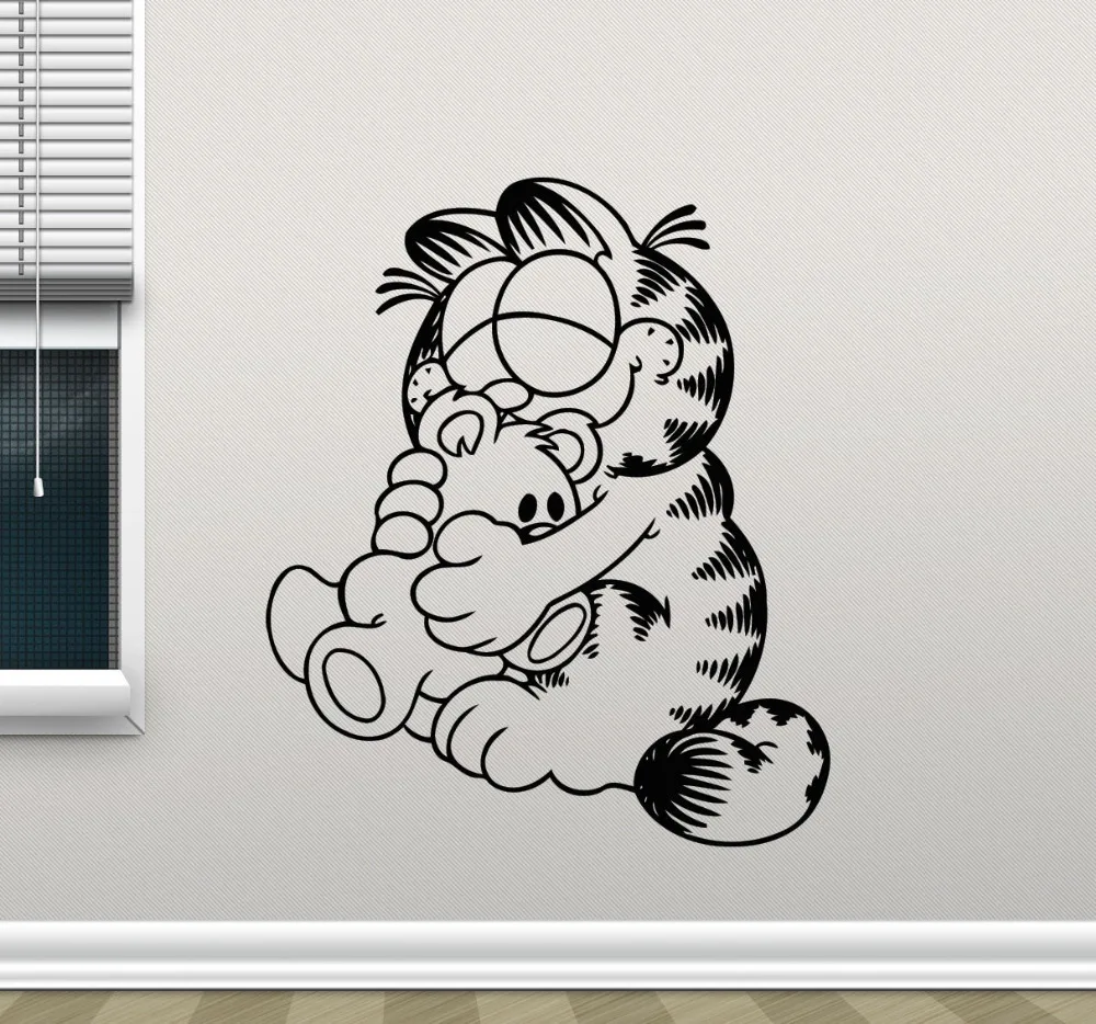 Garfield Wall Decal Cartoon Cat Nursery Kids Bedroom Self Adhesive Vinyl Wall Stickers Home