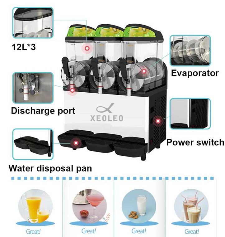 XEOLEO три танка слякоть машина 12л * 3 Коммерческая полностью автоматическая машина для таяния снега с большой емкостью 220 в холодный напиток