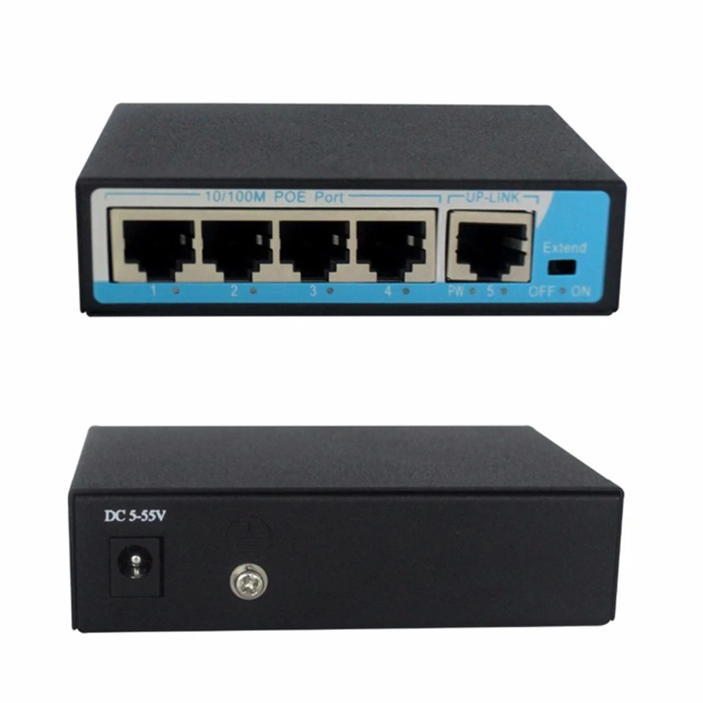 Профессиональный 1+ 4 Порты 10/100 Мбит/с мини коммутатор PoE 48V 1A Мощность over Ethernet сетевой коммутатор для IP CCTV камера Камера