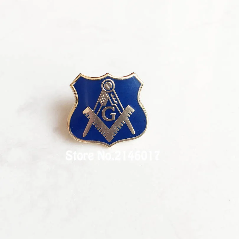 10pcs Freemason Masons Pins Badge Metal Craft Brooch Gift Hard Enamel Masonic Lapel Pin Blue Lodge Square and Compass G