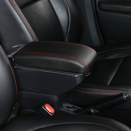 D Styke Black Red Для Renault Logan 2, центральный магазин, коробка для хранения, двойной подлокотник, коробка с пепельницей, подстаканник, аксессуары, Русская версия - Название цвета: D Styke Black Red