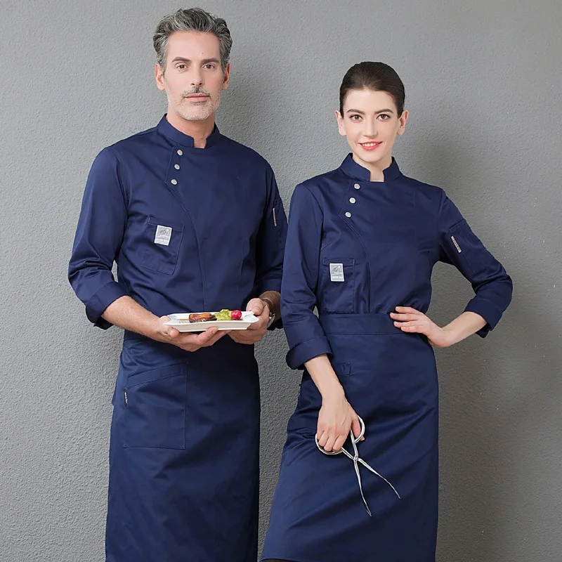 

Chef clothes long-sleeved autumn and winter clothes men and women hotel canteen cake bakers kitchen kitchen work clothes